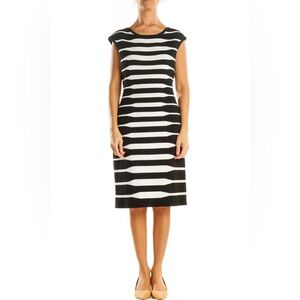 Calvin Klein Black and White Striped Sleeveless Dress